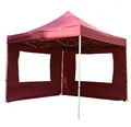 Produktbild: Nexos Hochwertiger Falt-Pavillon Partyzelt mit 4 Seitenteilen PROFI Ausführung für Garten Terrasse Feier Markt als Unterstand Plane wasserdichtes Dach 3 x 3 m burgund