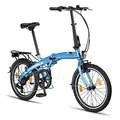 Produktbild: PACTO Three Klapprad 20 Zoll mit Schnelles Faltsystem (10 Sek), Aluminiumrahmen, Leichtgewicht (14KG), Shimano 6 Gänge, V-Bremsen und LED-Licht (Blau)