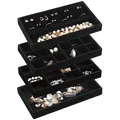 Produktbild: Schmuck Organizer Tablett stapelbare Samt Schmuck Tabletts Schublade Einsätze...