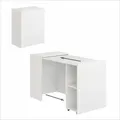Produktbild: KOMTO Schreibtisch mit Stauraum Weiß – PC Tisch mit 2 Regal, Computertisch, Bürotisch, Klappschreibtisch für kleine Räume | Table FOLDY 128 x... - Weiß