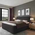 Produktbild: Polsterbett Gent Anthrazit 100 x 200 x 32 cm Stauraum Ohne Matratze und Lattenrost
