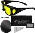 Produktbild: Saulmann® Polarisierte Uni Überzieh Blendschutzbrille - Kontrast Outdoor- & Nacht Fahrbrille mit UV-Schutz gegen blendendes Licht und Antireflexbeschichtung - Polbrille SM5775 