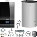 Produktbild: Buderus GB182i.2 Logaplus Gas-Brennwert Paket W42 schwarz mit Regelung BC400 und Warmwasserspeicher S120 - 15 kW - 7739621355