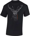 Produktbild: Baddery Jäger T-Shirt Herren - „Hunting Passion“ - Jagd Shirt für Männer mit Hirsch-Motiv (Schwarz L)