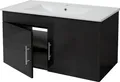 Produktbild: Waschbecken + Unterschrank MCW-D16, Waschbecken Waschtisch, MVG-, hochglanz 90cm schwarz