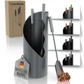 Produktbild: Heimfleiss® Kaminbesteck Grau Modern | Kaminzubehör mit Edelstahl Griffen | Ofenbesteck Kaminbesteck Set | Kaminset aus Schürhaken & Kehrset | Kaminofen Besteck Set | Kamingarnitur für Kamin Ofen