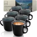 Produktbild: Sänger Manila | Kaffeebecher 6 Personen, Steingut Kaffeetassen Set 6er, Tassen Set Teetasse Set spülmaschinenfest mikrowellenfest, Coffee Mug blau mit schwarzem Rand 400 ml | VALUE COLLECTION