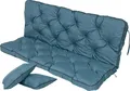 Produktbild: TexDeko® Bankauflage mit Rückenlehne für Hollywoodschaukel wasserabweisend UV-beständig, 100x50x56cm, Türkis