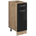 Produktbild: Vicco Küchenunterschrank, Schwarz Hochglanz, Honigeiche, Holzwerkstoff, 3 Fächer, Rechteckig, 30x81.6x46 cm, Küchen, Küchenmöbel, Küchenschränke, Küchenunterschränke