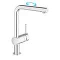 Produktbild: GROHE Minta, Küchenarmatur 2 Strahlarten (Wasserhahn Küche mit ausziehbarer Dualbrause, 360° schwenkbar, wassersparend dank variabler Mengenbegrenzung, einfache Montage am Spülbecken), chrom, 30274000