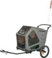 Produktbild: TRIXIE Fahrradanhänger für große Hunde, mit Federung - grau/salbei - 50 × 72 × 87/138 cm