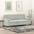 Produktbild: 3-Sitzer-Sofa mit Zierkissen Hellgrau 180 cm Samt - Vidaxl