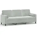 Produktbild: vidaXL 3-Sitzer-Sofa mit Zierkissen Hellgrau 180 cm Samt