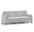Produktbild: vidaXL Sofa, 3-Sitzer-Sofa mit Zierkissen Hellgrau 180 cm Samt