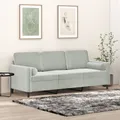 Produktbild: 3-Sitzer-Sofa mit Zierkissen Hellgrau 180 cm Samt