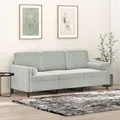 Produktbild: 3-Sitzer-Sofa mit Zierkissen Hellgrau 180 cm Samt