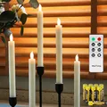 Produktbild: Rhytsing 5 flammenlose LED Stabkerzen Tafelkerzen mit Timer Funktion Rustik-Design, Höhe je 25cm, Druckknopf, Leuchterkerzen mit warmweißes Licht, Fernbedienung und Batterien enthalten