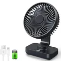 Produktbild: ArsMotin Tischventilator Automatisch Oszillierend, Leise 30 dB, Sanfter Luftstrom, 4500mAh Akku, USB-C, LED Display, Abnehmbar, 4 Geschwindigkeiten, Klein & Tragbar für Büro, Zuhause