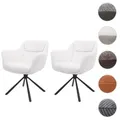 Produktbild: 2er-Set Esszimmerstuhl HWC-K33, Küchenstuhl Stuhl, drehbar Auto-Position, Stoff MVG ~ bouclé-weiß