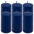 Produktbild: 6er Set Stumpenkerze blau Höhe 11,5 cm Ø 6cm lange Brenndauer Rund-Kerze Xmas