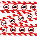 Produktbild: 40 Geburtstag Deko – lustiges Absperrband rot weiß mit Verkehrszeichen als or...
