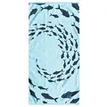 Produktbild: DecoKing Strandtuch groß 90x180 cm Strandlaken 100% Baumwolle Frottee Velours Badetuch Pflegeleicht weich und saugfähig Schnelltrocknendes Strand Handtuch blau dunkelblau Shoal