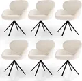 Produktbild: Juskys Drehstuhl Albano - Bouclé - 360° drehbar, verstellbare Füße - Creme 6er Set