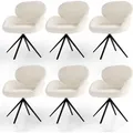 Produktbild: Drehstuhl Albano - Bouclé - 360° Drehbar & Gepolstert, Pflegeleichter Bezug, Verstellbare Metallfüße, Modern, Für Esszimmer & Küche - Creme 6er Set - Juskys
