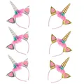 Produktbild: Jiahuade Einhorn-Haarreif aus Kunststoff, Einhorn-Stirnband mit Ohren, für Kinder & Erwachsene, 6er Pack, Farbe C