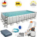 Produktbild: Bestway Frame Pool Garten Schwimmbecken Stahlwand Sandfilterpumpe Komplettset