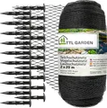 Produktbild: TTL GARDEN Teichnetz 2x20m schwarz 30g/m² Vogelschutznetz HDPE engmaschig reißfest mit Bodenanker