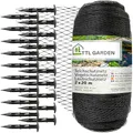Produktbild: TTL Garden Teichnetz Vogelschutznetz 2x20m schwarz 30g/m² - 12x12mm engmaschig Starkes HDPE Poolnetz Obstbaumnetz Gartennetz, Vogelabwehr Netz, reißfest dehnbar robust mit 20 Bodenanker