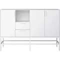 Produktbild: ebuy24 Ravn Sideboard 3 Türen und 2 Schubladen Weisslackiert Metallgestell Weiss