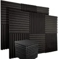 Produktbild: 12 Stück Akustikschaumstoff Platten, Schalldämmung aus Feuer- und flammhemmendem Material mit hoher Dichte, schallschutzmatte für Live-Studios, Aufnahmestudios, Büros, Heimstudios(30x30x2,5cm), Wände