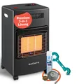 Produktbild: 3 in 1 Infrarot Keramik Gas Heiz-Ofen 4,2 kW mit elektrischer Heizung Druckminderer + Gas-Schlauch Gasregler-Schlüssel L