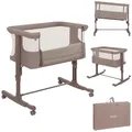 Produktbild: Lionelo Aurora 3 in 1 Babybett bis 9 kg, Beistellbett, Wiege, Höhenverstellug und Einstellung der Neigung der Matratze, 4 Räder mit Bremse Ergonomische Matratze Tasche