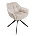 Produktbild: Riess Ambiente Drehbarer Stuhl Papillon Champagner beige Ziersteppung schwarzes Metallgestell Stuhl Esszimmerstuhl Küchenstuhl Konferenzstuhl