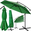 Produktbild: KINGSLEEVE® Sonnenschirm UV Schutz 80+ Ø 330 cm Groß mit Ständer Schutzhülle Windfest Neigbar Rund Kurbel Garten Balkon Ampelschirm Grün