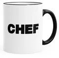 Produktbild: MoonWorks Tasse Kaffee-Tasse Chef-Tasse mit farbiger Kante und Henkel, Keramik