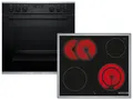 Produktbild: Bosch HND671FH61 Set Einbauherd HET278BB0 Schwarz + Glaskeramikkochfeld NKN64RGA2E herdgebunden