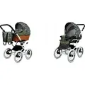 Produktbild: Babylux® Classic White | 2in1 Kinderwagen Set | Olive Star | Kombikinderwagen | Kinderwagenset |