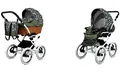 Produktbild: BabyLux ALU 2in1 Kinderwagen für Kleinkinder – Kinderwagen für Neugeborene und Kleinkinder – Baby Neugeborenen Kinderwagen – 59x105x125cm – Max. 15kg – Olive Star White Frame