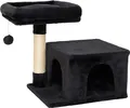 Produktbild: lionto Kratzbaum 50 cm, platzsparender Katzenkratzbaum mit Plüschbezug, Spielball & Sisalstange, für Kitten & Jungtiere, schwarz