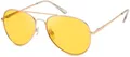 Produktbild: styleBREAKER Unisex Pilotenbrille Sonnenbrille Polycarbonat Gläser, Metall Vollrand Gestell mit Federscharnier 09020037, Farbe:Gestell Gold/Glas Gelb