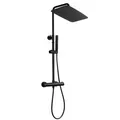 Produktbild: JOHO Thermostat Duschsystem Regenduschset mit Thermostatarmatur matt schwarz(XXL Kopfbrause 35x25cm)