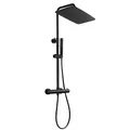 Produktbild: JOHO Thermostat Duschsystem Regenduschset mit Thermostatarmatur matt schwarz(XXL Kopfbrause 35x25cm)
