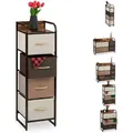 Produktbild: Schubladenschrank, 4 Stoff Fächer, Schmal, Mit Griffen, Ablage, Nischenschrank Hbt 99,5 X 31 X 31,5 Cm, Braun - Relaxdays