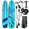 Produktbild: BRAST® SUP Board Family | Aufblasbares Stand up Paddle Set XXL | 370x87x15cm bis 210kg | 7 Designs | inkl. Zubehör 2X Kajak-Sitz 2X Fußschlaufe 2X Paddel Pumpe Rucksack | Shark