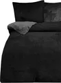 Produktbild: one-home Winter Bettwäsche 200x200 cm Teddy Plüsch Nicki Uni schwarz Fleece Doppelbett