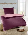 Produktbild: Bettwäsche Winter Flausch Cashmere Touch Uni Wende warm 2 teilig 135x200 mit RV Farbe Rosé / Beere